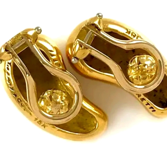 18K Tiffany & Co. Larger Elsa Peretti Yellow Gold Clip Back Splendid Earrings - Picture 5 of 8